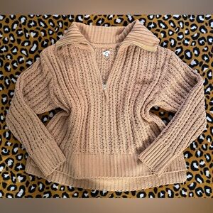 Aerie Warm Brown Chenille Cowl Neck Sweater